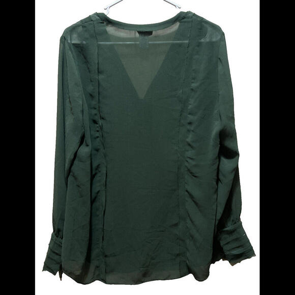 Soft Surroundings Green Sheer Collared V-Neck Tunic Blouse Long Sleeve M - Picture 4 of 4